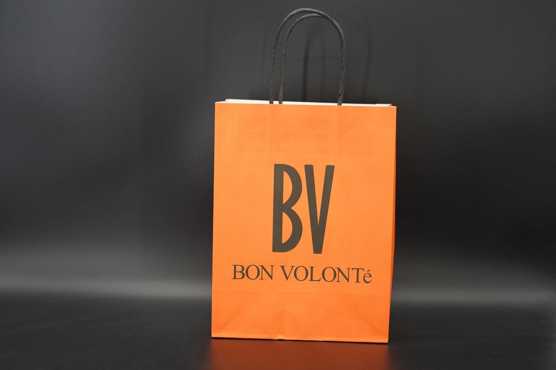 Reusable Kraft Paper Bags Sustainable Black Twisted Handle Kraft Bags