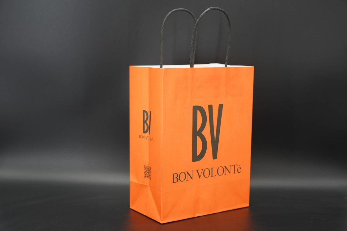 Reusable Kraft Paper Bags Sustainable Black Twisted Handle Kraft Bags