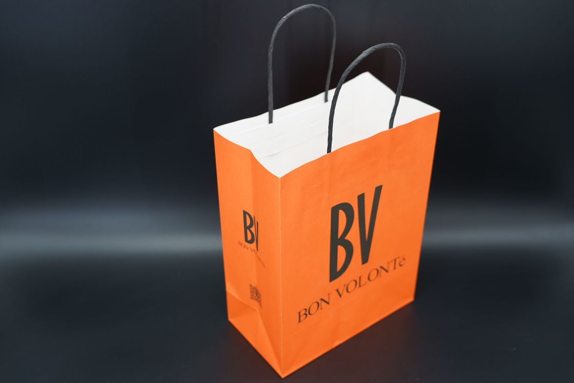 Reusable Kraft Paper Bags Sustainable Black Twisted Handle Kraft Bags