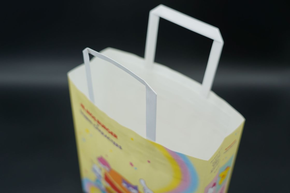 Custom Printed Your Own Logo Cardboard Packaging White Brown Kraft Gift Craft Shopping Bags With Handles