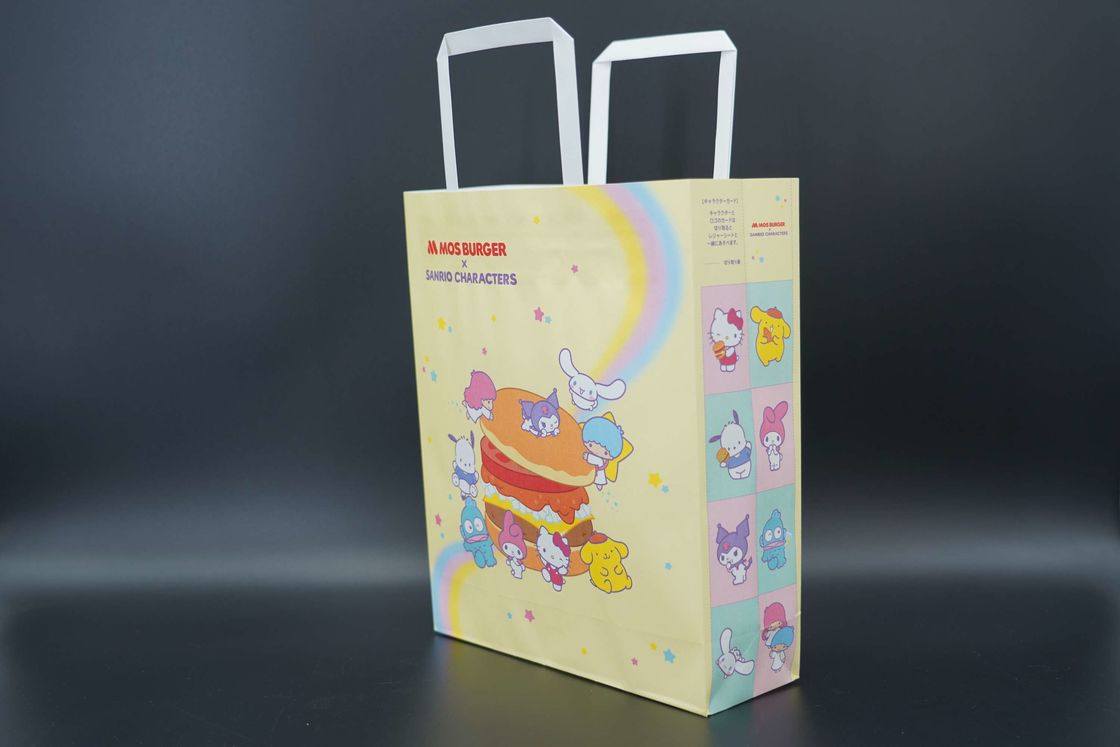 Custom Printed Your Own Logo Cardboard Packaging White Brown Kraft Gift Craft Shopping Bags With Handles