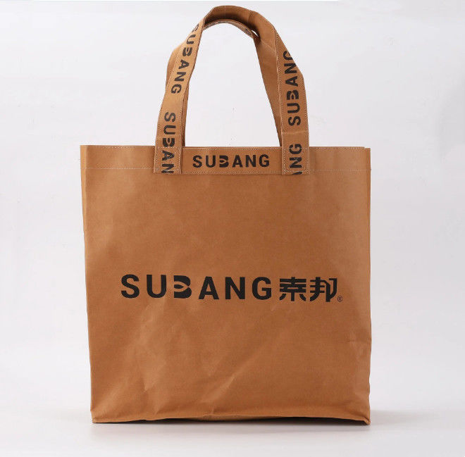 High Quality Reusable Custom Logo Print Waterproof Washable Plain Brown Kraft DuPont Tyvek Paper Packaging