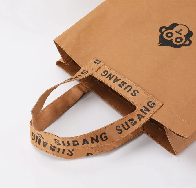 High Quality Reusable Custom Logo Print Waterproof Washable Plain Brown Kraft DuPont Tyvek Paper Packaging